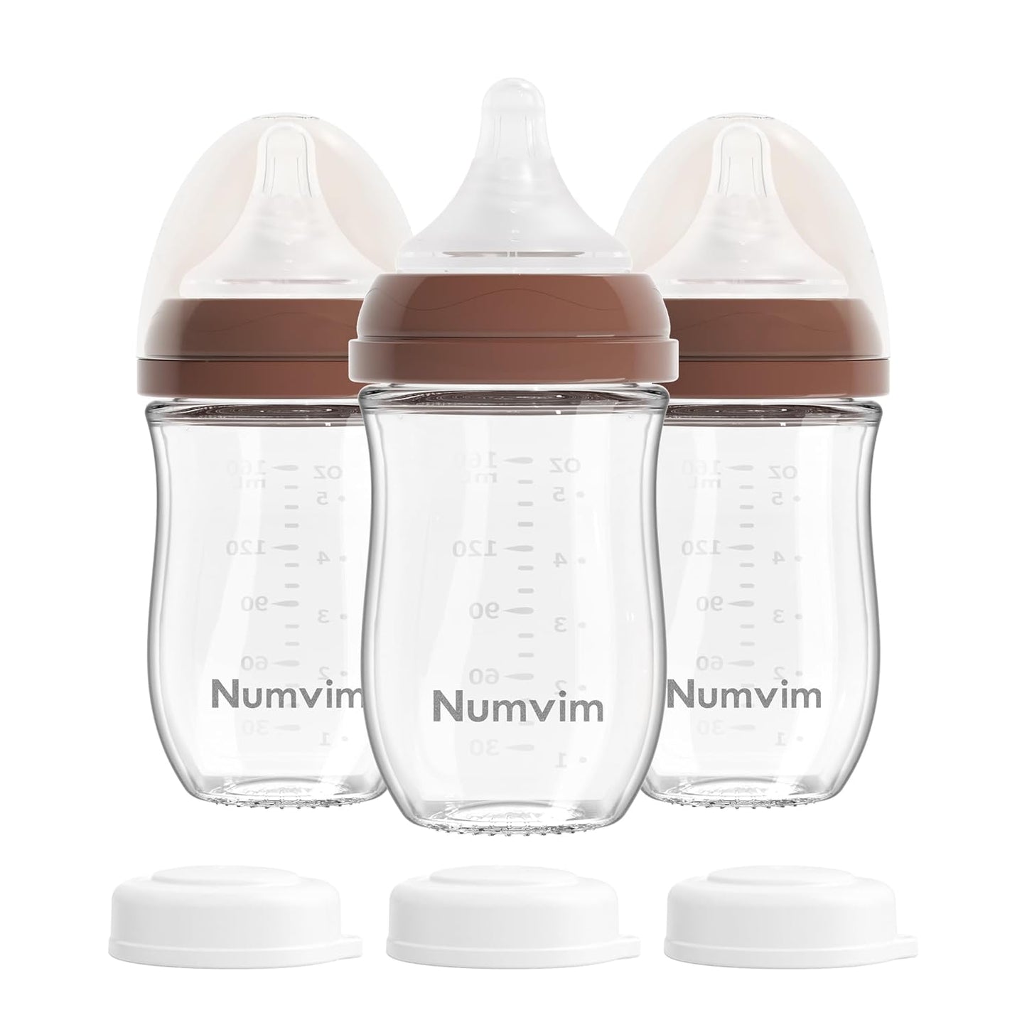 Natural Glass Baby Bottles Gentle & Slow Flow, Newborn Breastfeeding Bottle with Anti Colic Nipple for 0 Months Babies, 3 Packs (White (5 Ounce), 1 Count (Pack of 3))