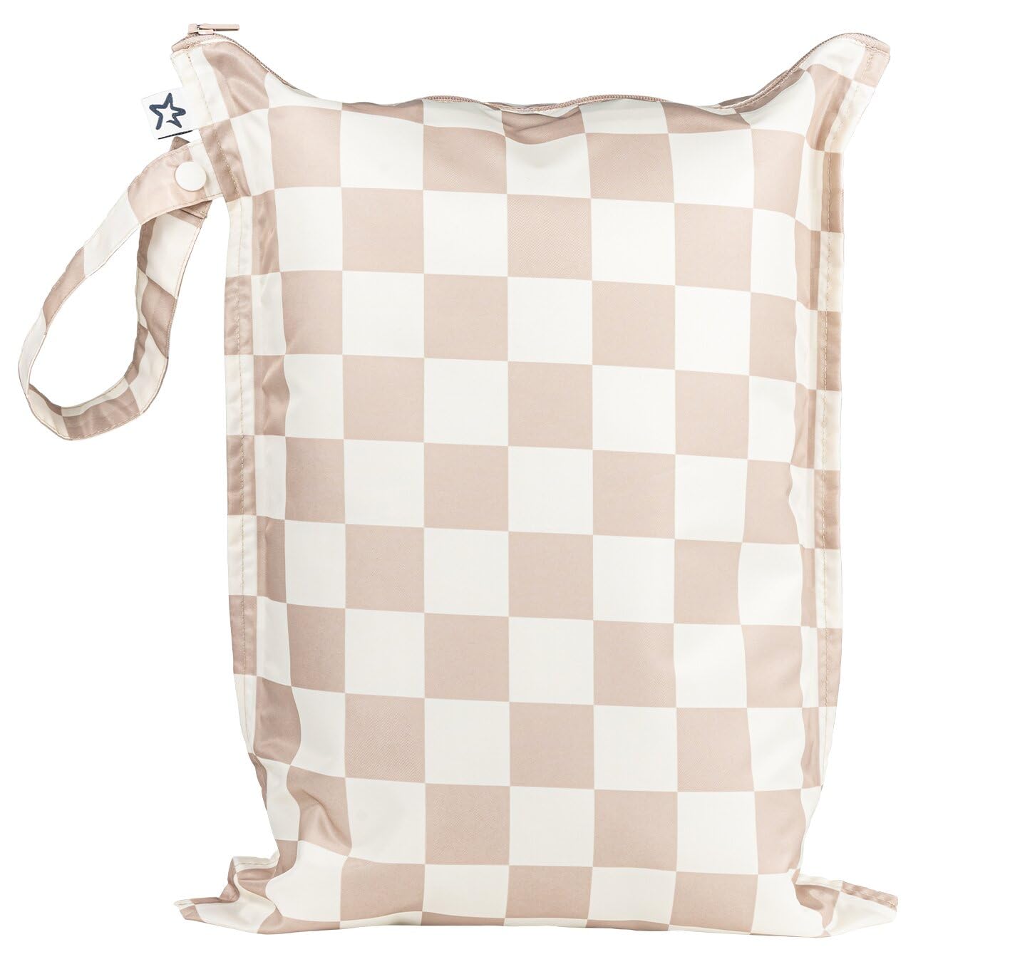 Tiny Twinkle Mess Proof Wet Bags | 2-Pack Reusable Waterproof Wet Bags for Swimsuits | Baby Clothes | Travel & Diaper Bag (Pink, Brown Checkers) - Colors A