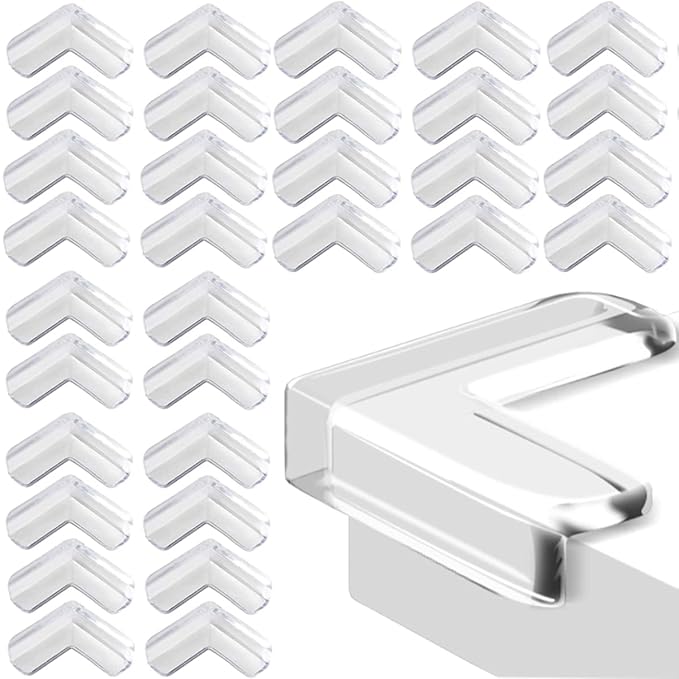Safety Corner Protectors Guards, 32Pcs Baby Proofing Safety Corner Clear Furniture Table Corner Protection, Kids Soft Table Corner Protectors for Child for Furniture Against Sharp Corners