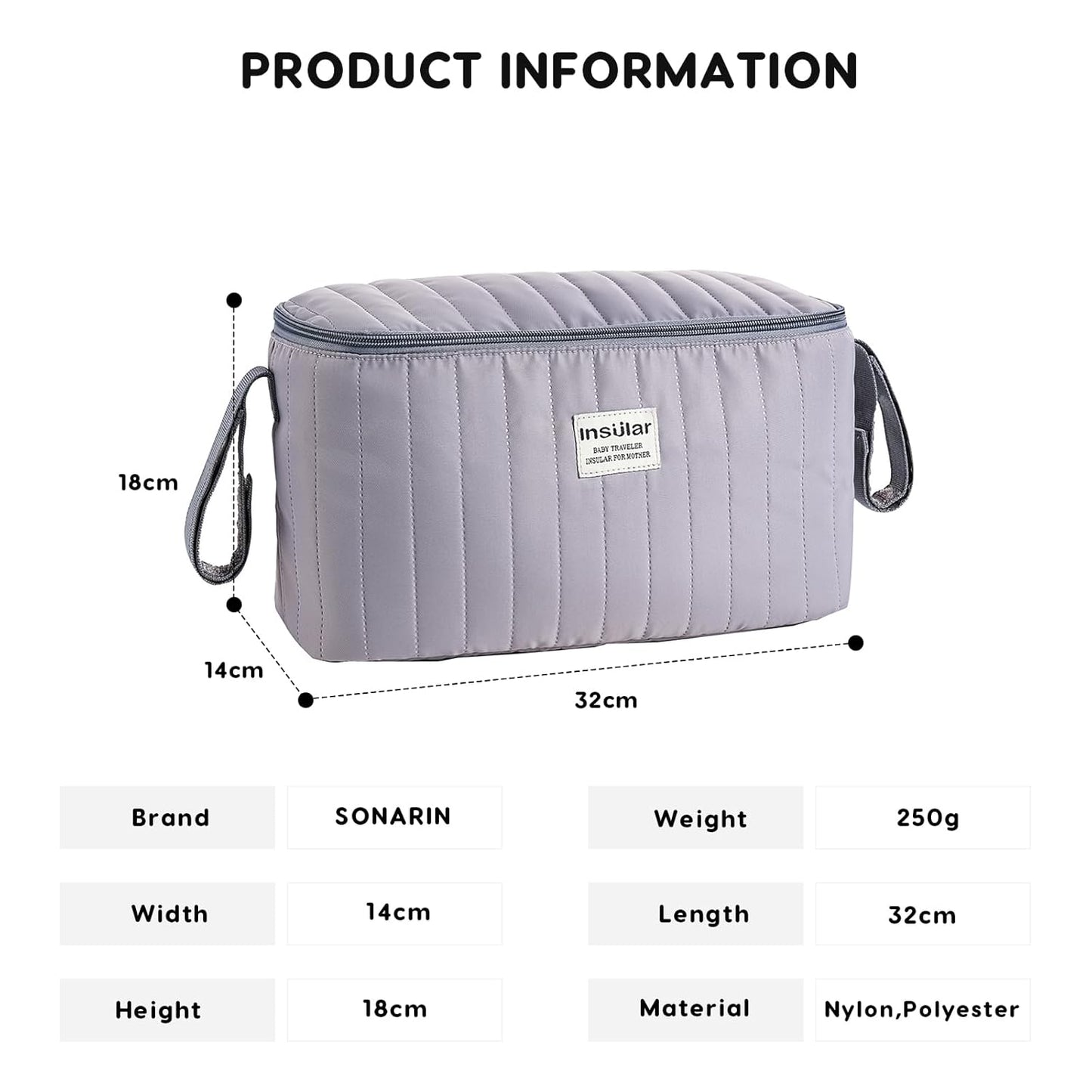 SONARIN Multifunctional Waterproof Pram Buggy Bag Organiser,Portable Lightweight Baby Stroller Bag Organizer Pushchair Storage Bag,Universal Fit All Buggy(Pink)