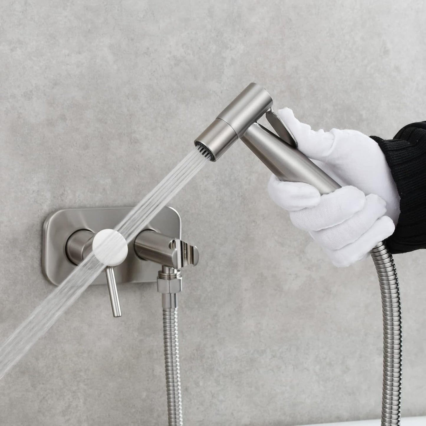 Tecmolog Stainless Steel Bathroom Bidet Sprayer Set Concealed Bidet Sprayer for Toilet Hot and Cold Handheld Cloth Diaper Sprayer Kit