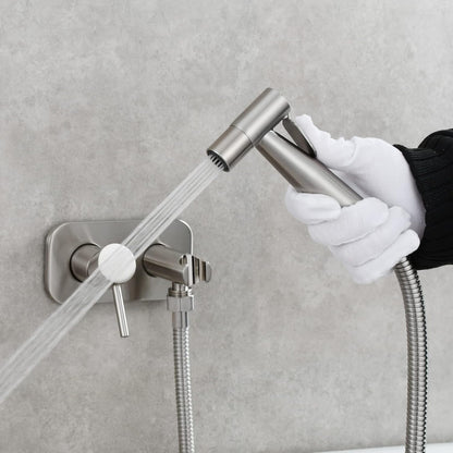 Tecmolog Stainless Steel Bathroom Bidet Sprayer Set Concealed Bidet Sprayer for Toilet Hot and Cold Handheld Cloth Diaper Sprayer Kit