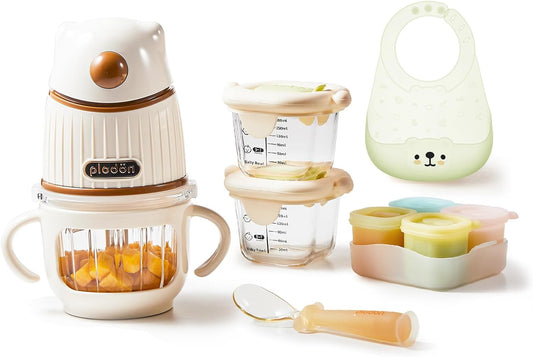 Baby Food Maker with Glass Bowl& 316 Stainless Steel Blades, Baby Food Processor for Infants 6+ Months, BPA-Free One-Step Blender for Homemade Stage 1 2 3 Puree, Dishwasher Safe, Silver