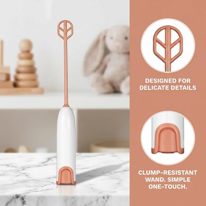 Wakauto Handheld Electric Mixer for Milk Powder and Drinks,Small Portable Stirrer for Bottles and Cups Easy Clean Compact Mixer with 2 Wands Battery Not Included
