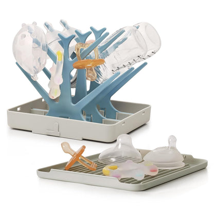 haakaa Portable Baby Bottle Drying Rack with Tray, Space Saving Bottle Drying Tree for Bottles/Pump Parts/Pacifiers,Easy-Store Dryer Rack Great for Home & Travel, BPA Free (Green)