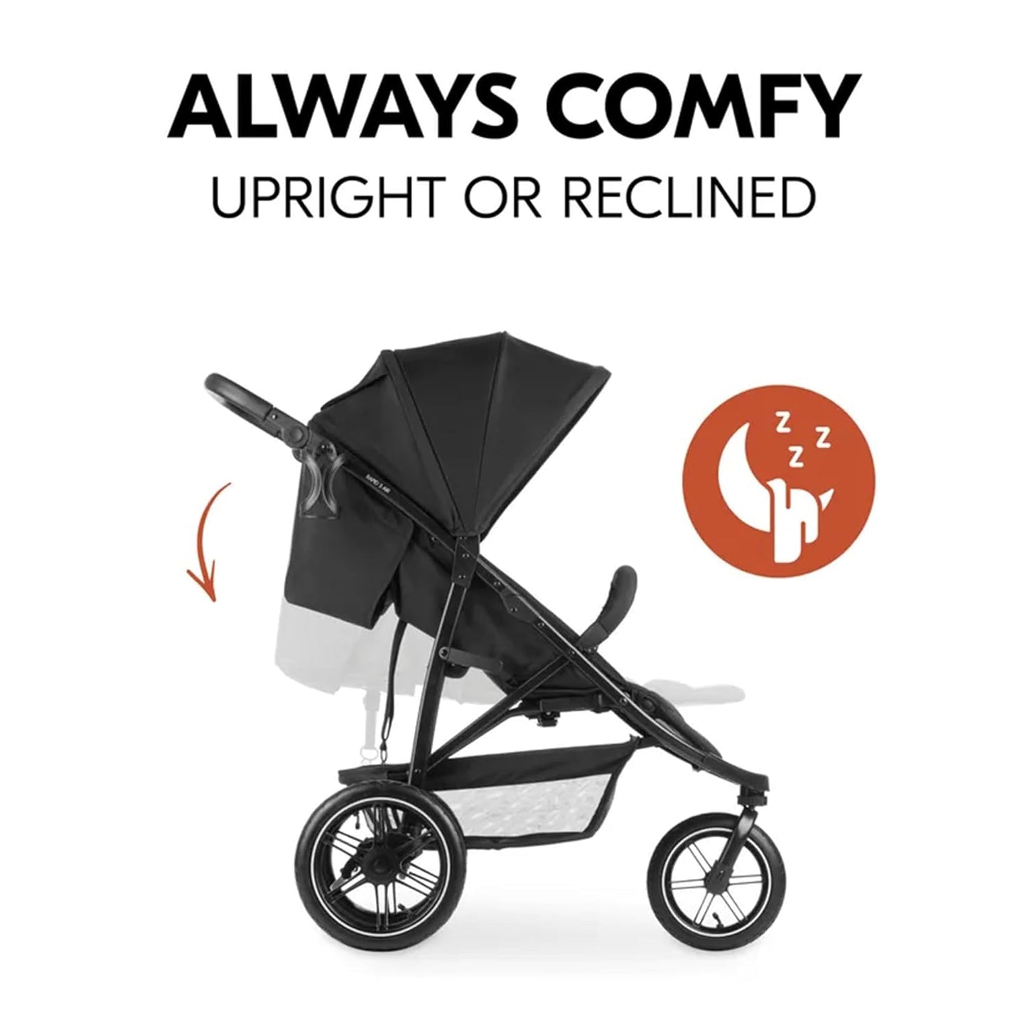 hauck Stroller Rapid 3 Air, Reclining Seat up to 48.5 lbs, Stroller with Air Wheels and Rear Suspension, Compact & Easy Fold, Sun Protection UPF 50+, Large Basket