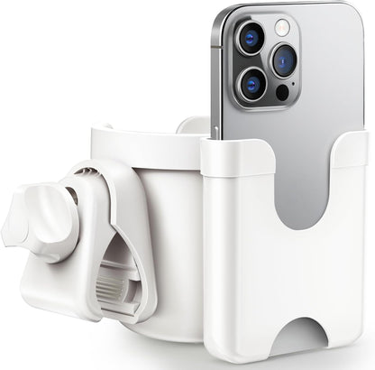 Guiseapue Cup Holder for Walker: Stroller Cup Holder Attachment with Phone Holder, Wheelchair/Stroller Accessories for Rollator, Bike, Scooter, Baby Essentials, First Mother‘s Day Gifts for New Mom