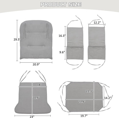 BECHAEO 5PCS Suede Glider Rocker Replacement Cushions with Ottoman Cover Thicken Soft Rocking Chair Cushion Set for Indoor Nursery Glider Rocking Chair, Blue