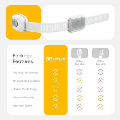 8 Packs Cabinet Locks Baby Proofing, Child Proof Cabinet Locks with 3M Adhesive, No-Drill Child Safety Cabinet Lock, Flexible for Drawer, Door, Fridge, Trashcan, Toilet Seat, Pantry