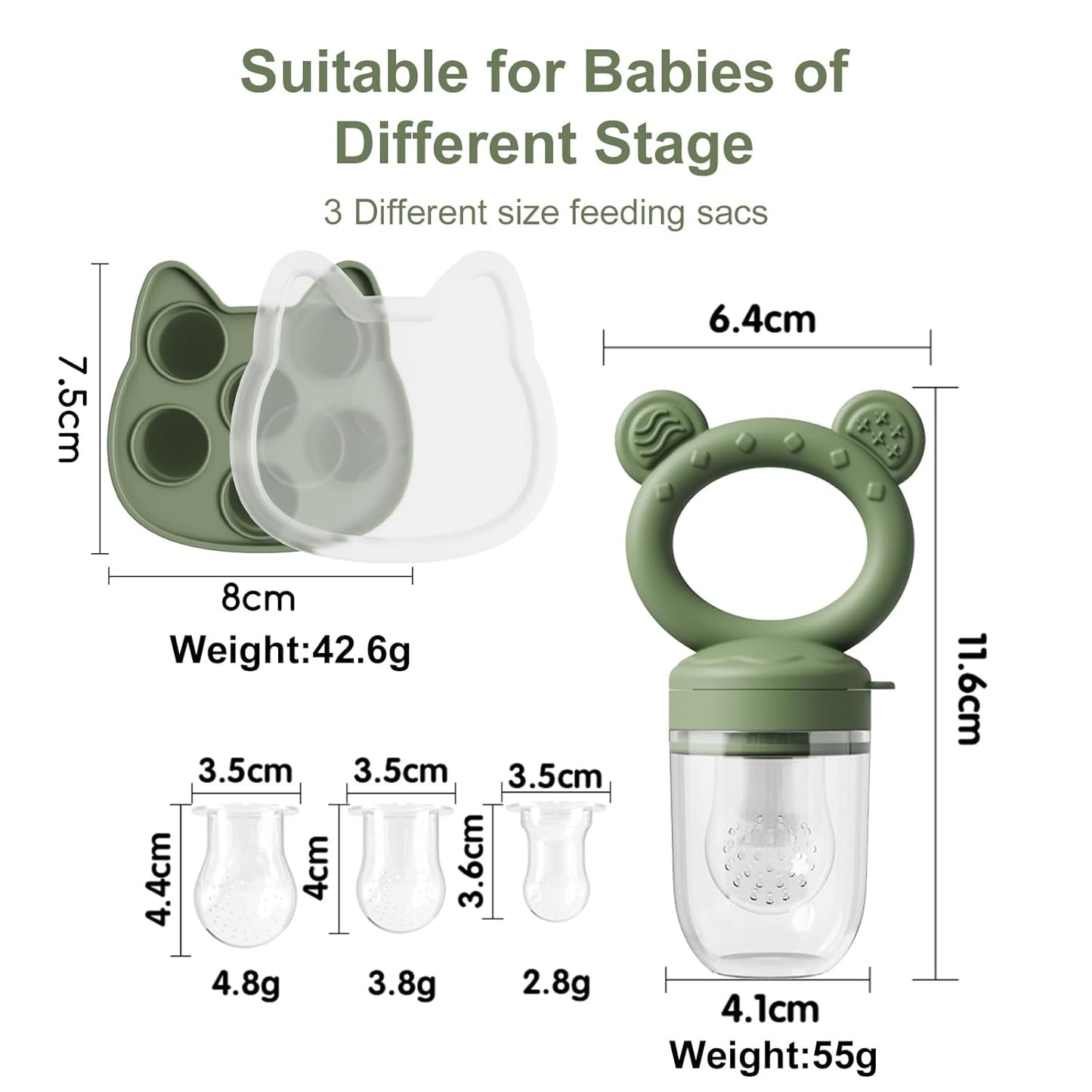 WAJIAYON Baby Breastmilk Popsicle Molds & Baby Fruit Feeder (4 Pack), Infant Food Freezer Tray Storage Containers, Silicone Teething Pacifier Feeder and Teether for Babies,Boys and Girls-Pink&Purple