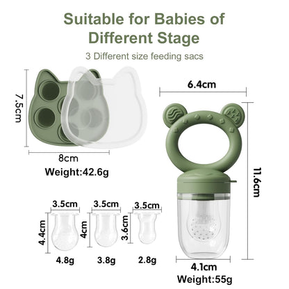 WAJIAYON Baby Breastmilk Popsicle Molds & Baby Fruit Feeder (4 Pack), Infant Food Freezer Tray Storage Containers, Silicone Teething Pacifier Feeder and Teether for Babies,Boys and Girls-Pink&Purple