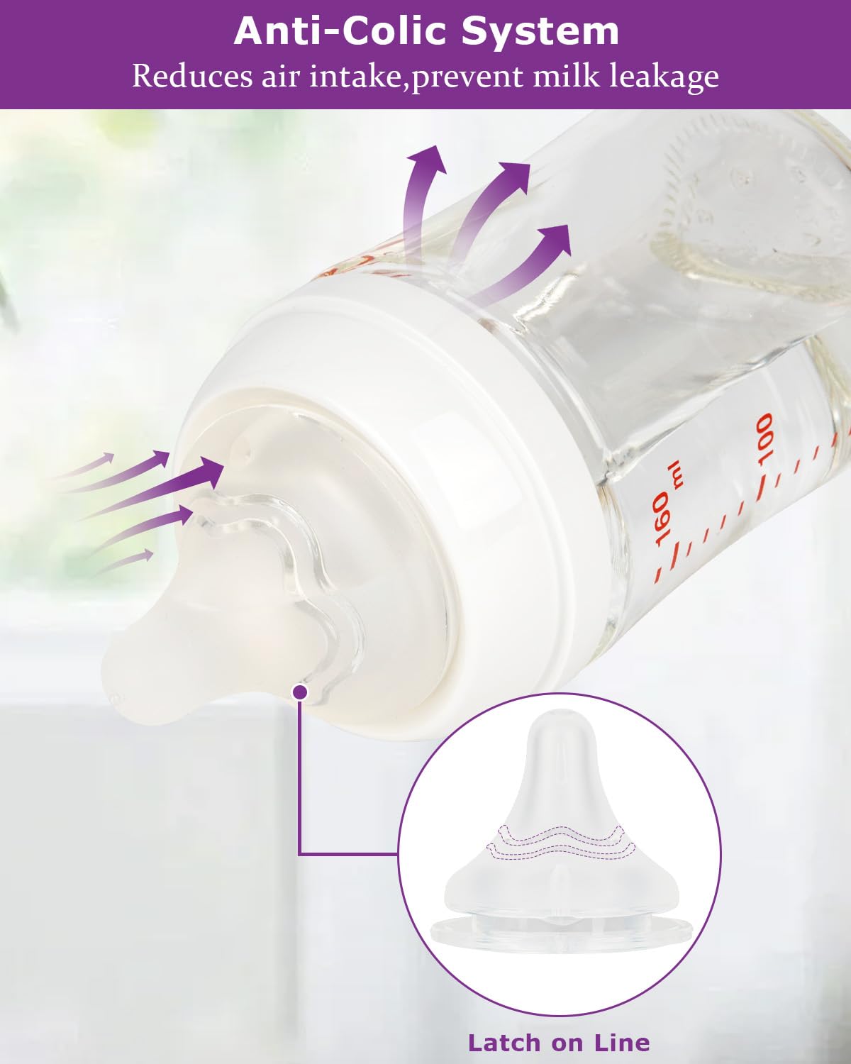 Silicone Nipple for Pigeon Bottle,Size M,Medium Flow Baby Bottle Nipples,3m+ 6 Count