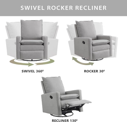 Oxford Baby Uptown Upholstered Glider Recliner Rocking Chair 360° Swivel for Nursery and Living Room - Boucle White