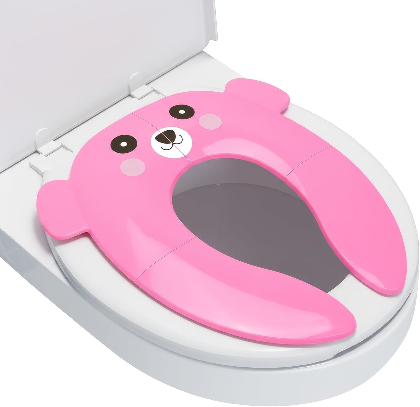 Portable Potty Seat for Toddler Travel - Foldable Non-Slip Potty Training Toilet Seat Cover for Boys Girls, Baby Kids with Drawstring Bag (Green Frog)