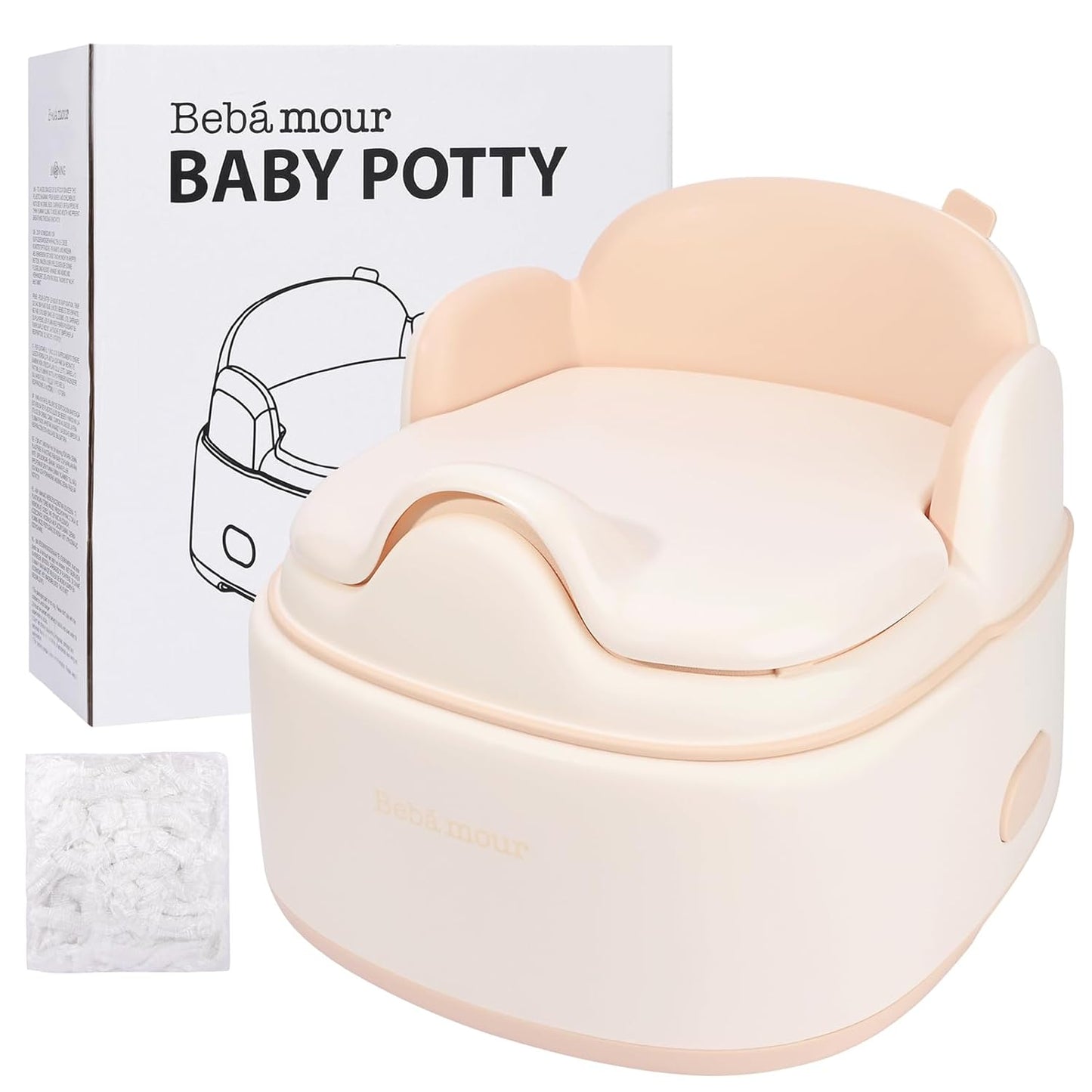 Bebamour Potty Training Toilet 3 in 1 Multi-Functional Potty Seat Detachable Baby Potty Step Stool Anti-Slip Stable Potty Training Toilet with 100 Pack Trash Bags for Baby Toddler Kids(Grey)