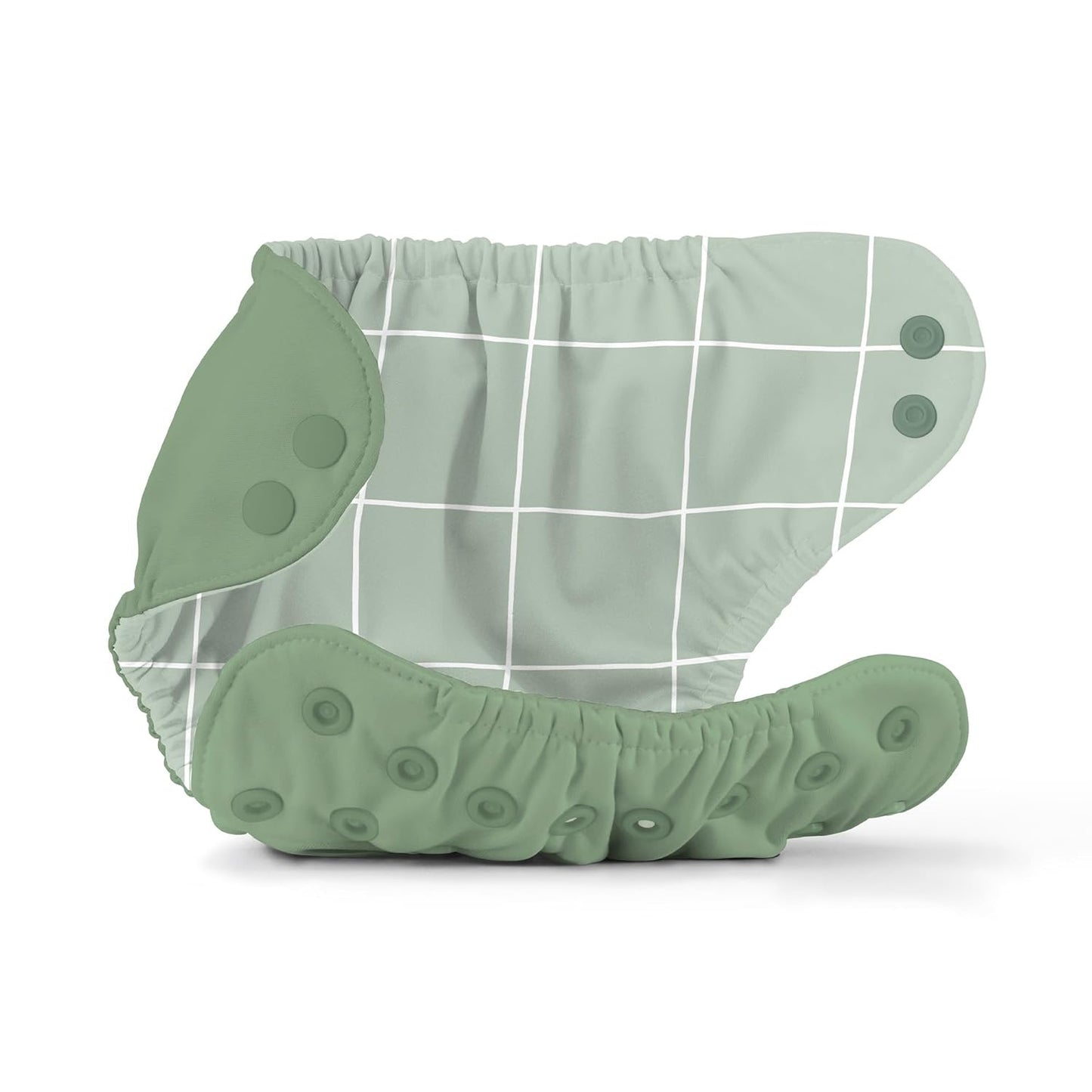 Esembly Cloth Diaper Cover - Reusable Swim Diaper, Waterproof, Breathable - Adjustable Outer Layer Over Absorbent Inner for Blowout Protection - Sea Glass, Size 2 (18-35lbs)