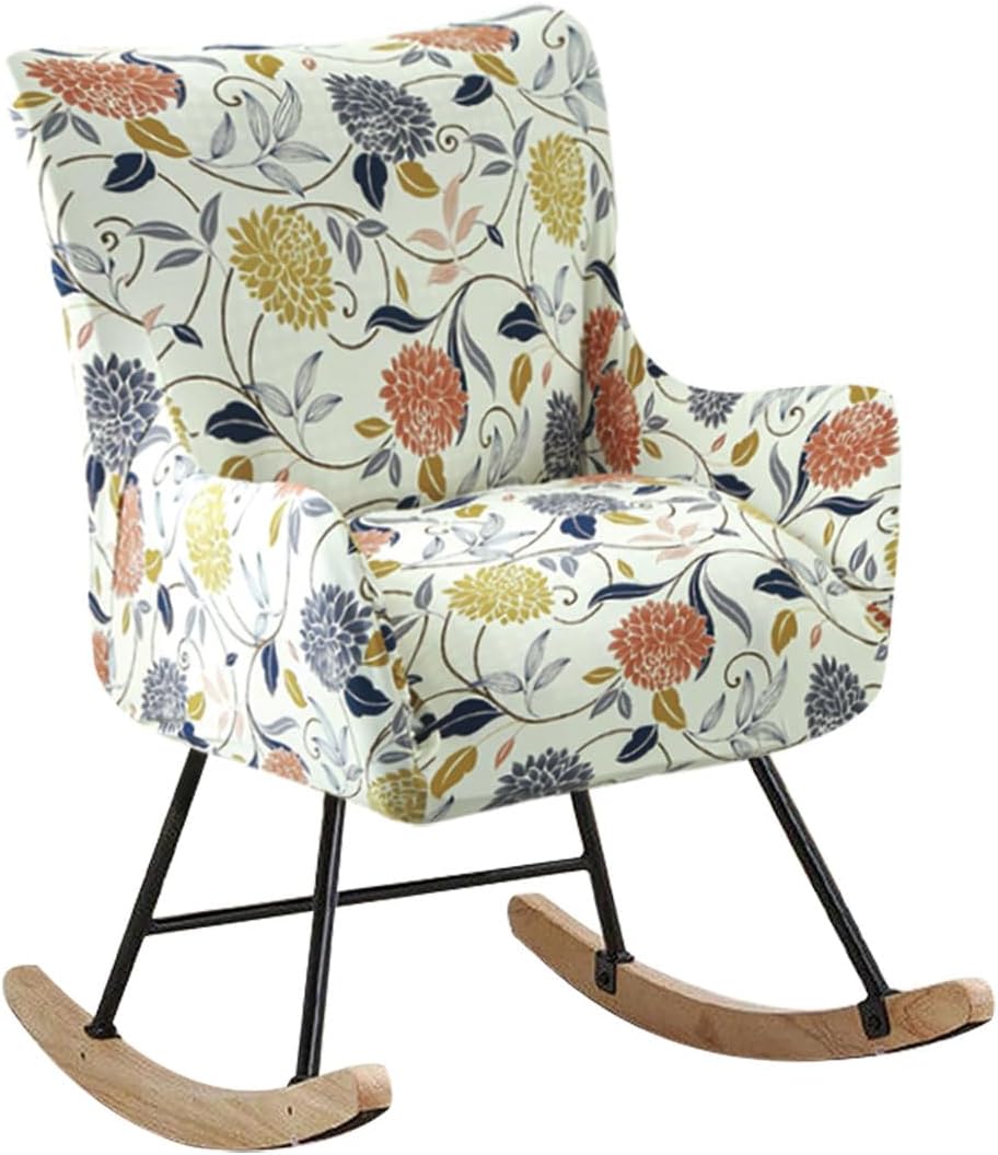 Nursery Rocking Chair Cover Stretchable Glider Chairs Cover Slipcovers Printed Rocking Accent Armchair Slipcover for Living Room Bedroom Offices, 03