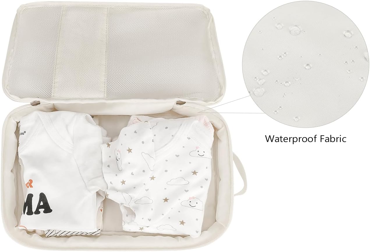 MOMIGO Baby Diaper Bag Organizer Pouches - 2 Pack Waterproof Pod Hanging Diaper Bag Cute Rabbit Bear Mesh Bag Reusable, Washable or Baby Cloth Diapers (Green)