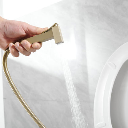 Homevacious Handheld Bidet Sprayer Faucet for Toilet with Hot and Cold Rough-in Valve Adjustable Water Pressure Round Brass Bidet Attachment Set for Feminine Pets and Baby Diaper Washing Matte Black