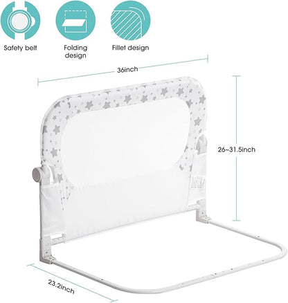 NUTIKAS Baby Bed Rail Guard for Crib - 35.7" Toddler Bed Rails for Twin,Full, Queen, Toddlers, Bunk Size Bed Swing Down Bedrail Extral Tall Child Safety Side Railing Guards for Kids
