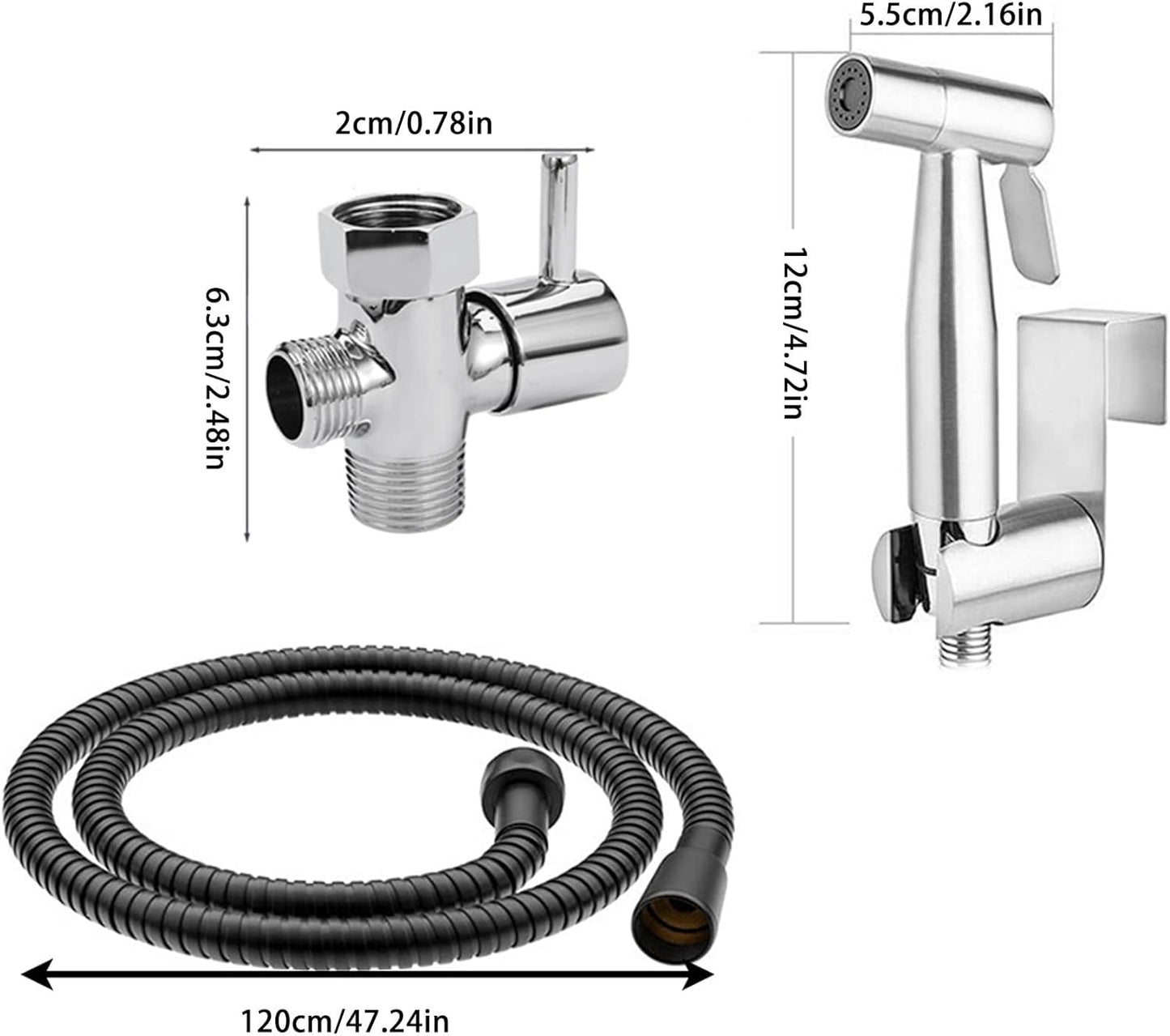 Generic Handheld Bidet Sprayer for Toilet, Hand held Stainless Steel Toilet Bidet Sprayer Kit, Hose with Anti-Leak Hose&High Pressure, for Personal Hygiene, Toilet Clean, Baby Diaper Cloth (Black)
