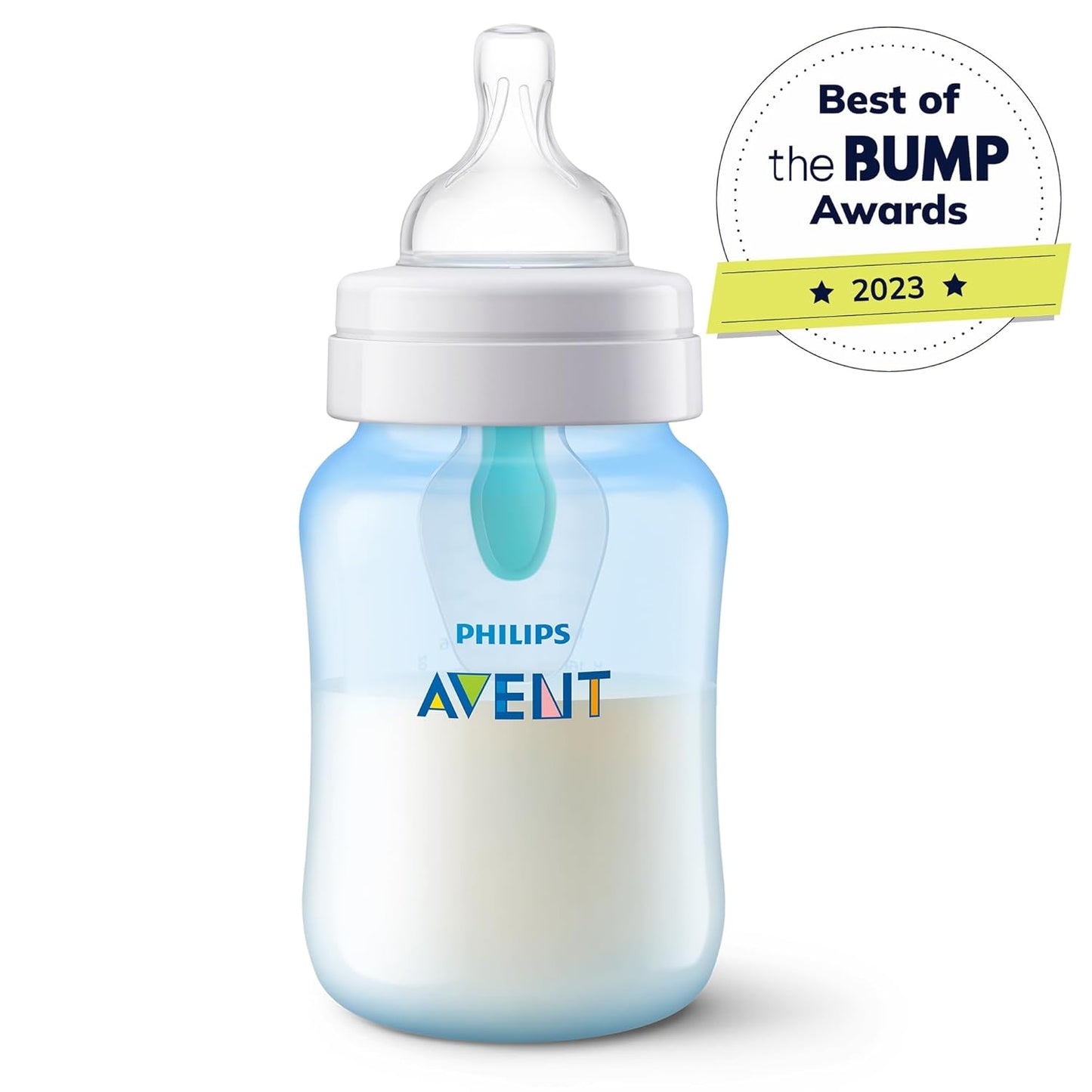 Philips Avent Anti-Colic Bottle with AirFree Vent, 4oz, with Flow 1 Nipples, 0m+, 4pk, Clear, SCY701/04
