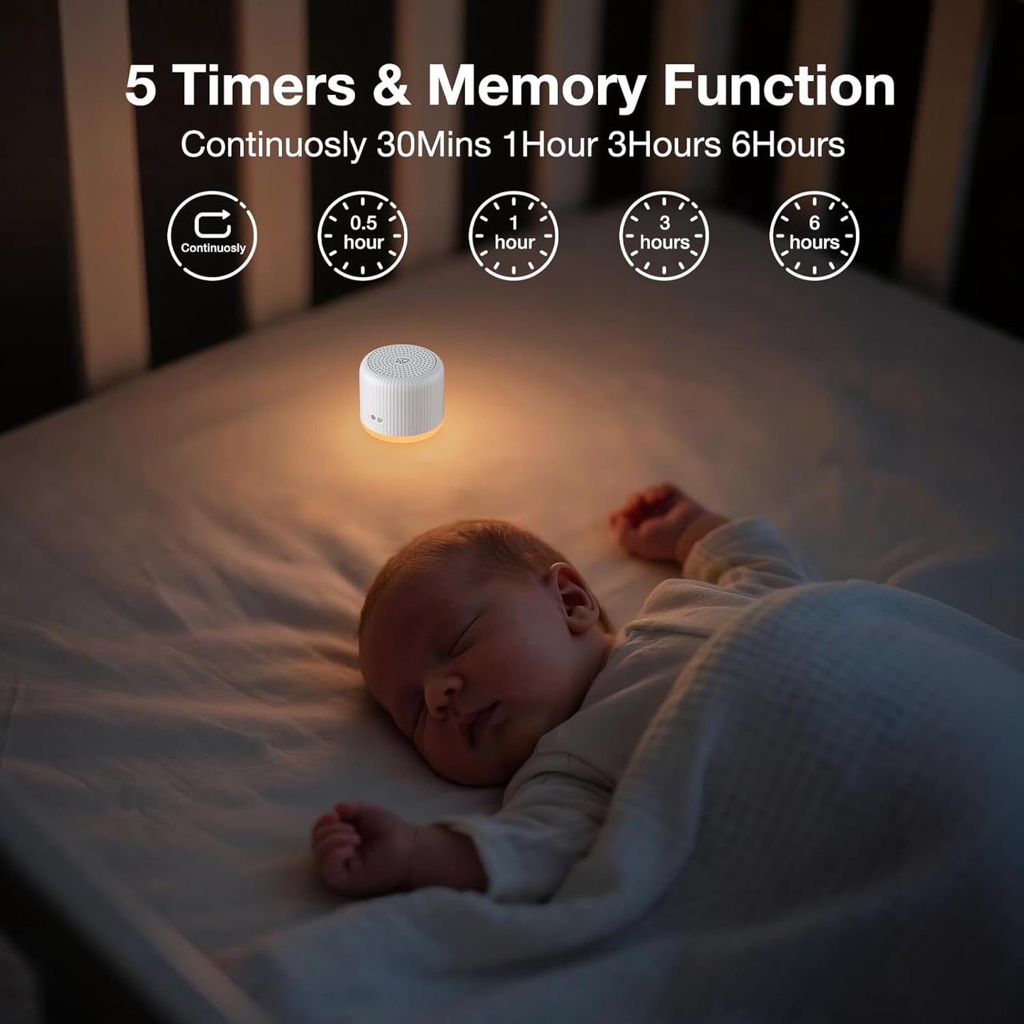 Portable Sound Machine for Baby Adults,LEICEX Travel Sound Machine,15 Non-Looping Sound Timer and Memory Play, Mini White Noise Machine for Sleeping Office Privacy Travel Gift