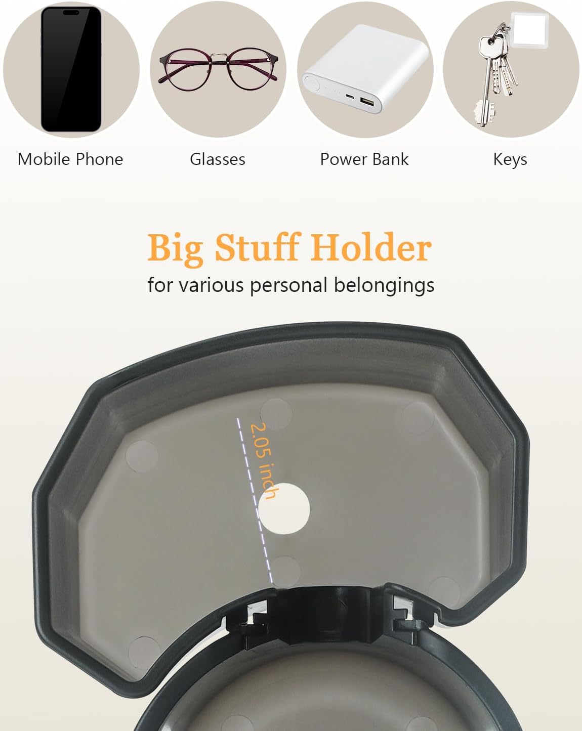 Universal Stroller Cup Holder with Phone Holder, 360° Rotatable Strong Clip, Big Storage Space for Walker, Wheelchair, Stroller, Bike