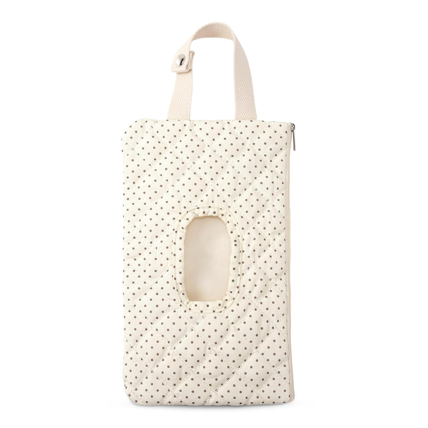Quilted Baby Diaper and Wipes Pouch Portable Mommy Bag for Stroller Reusable Wipes Pouch with Lanyard for Casual Travel (Beige)