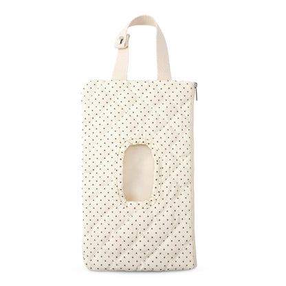 Quilted Baby Diaper and Wipes Pouch Portable Mommy Bag for Stroller Reusable Wipes Pouch with Lanyard for Casual Travel (Beige)