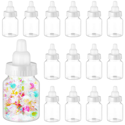 36 Pcs 3.5 Inch Baby Bottle Shower Favor Mini Plastic Candy Bottle Clear Bottles for Baby Shower Mini Feeding Candy Box for Party Favor Gift Decor(Blue)