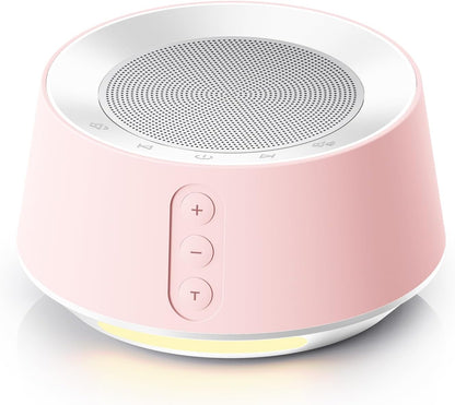 BGOVERSS White Noise Sound Machine with 20 Soothing Sounds, 10 Colors Night Light Sleep Machines Home Office Travel, 5 Timers and Memory Feature Sound Machine for Nursery Baby Kids Adults (White)