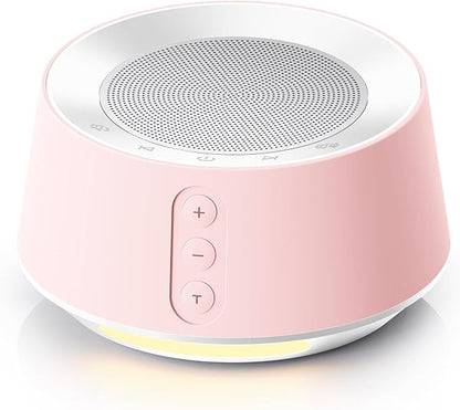 BGOVERSS White Noise Machine with Night Light – 20 Soothing Sounds, 10 Color Lights, 5 Timer Settings & Memory Function, Portable Sleep Sound Machine for Baby Nursery, Kids & Adults, Pink