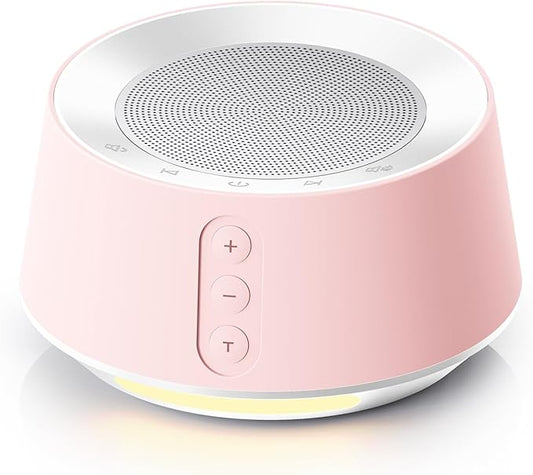 BGOVERSS White Noise Machine with Night Light – 20 Soothing Sounds, 10 Color Lights, 5 Timer Settings & Memory Function, Portable Sleep Sound Machine for Baby Nursery, Kids & Adults, Pink