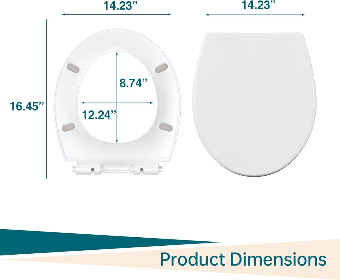 17" White Round Toilet Seat for Adult and Child, Built-In Potty Training Seat with Soft Quiet Close Non-Slip Design, Magnetic Kids Seat and Cover for Round/Oval Toilets, Easy to Install and Clean