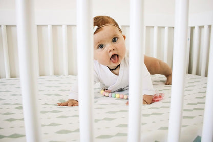 Ely's & Co. Pack N Play Fitted Playard Sheets - Breathable 100% Jersey Knit Cotton - Unisex Mini Crib Mattress Cover - Grey Sage Diamond - 2 Pack Set