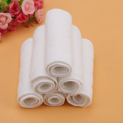Soft Diaper, 10PCS Breathable Baby Toddler Cotton Modern Cloth Nappy Liners Double Water Absorb Reusable Fits Most Babies (Six Layers 32x12cm)