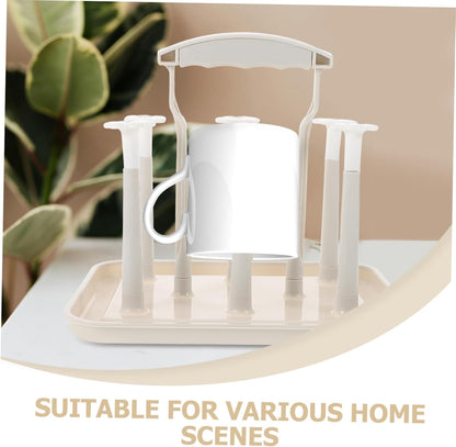 Toyvian Space Saving Baby Bottle Drying Rack with Cup Holder for Countertop Portable Baby Bottle Drain Rack for Kitchen and Nursery Organization