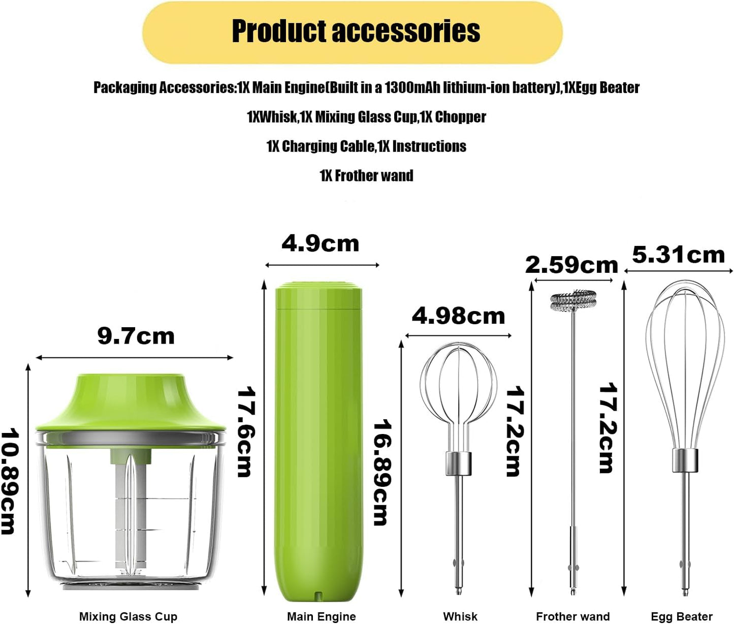 Hand Mixer with Whisk and Forther Wand,Electric Whisk, Milk Frother, Hand Held Mixers,Cordless Hand Mixer, Whisks for Cooking, Mini Mixer,Stirrers Electric,Food Chopper, Baby Food Maker,4-Speed, 10Oz