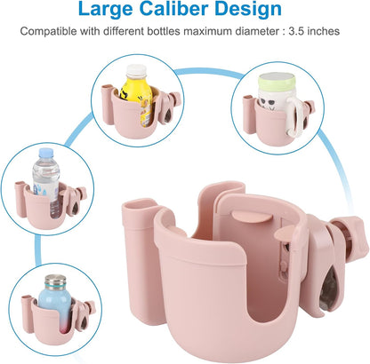 Accmor Stroller Cup Holder with Phone Holder, Bike Cup Holder, Universal Cup Holder for Uppababy Nuna Doona Strollers, 2-in-1 Cup Phone Holder for Stroller Bike Accessory