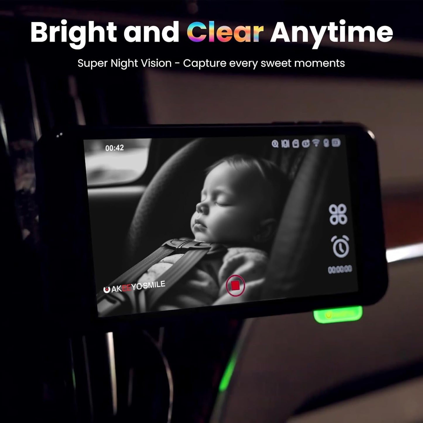 [New Voice Control] AKEEYO Baby Car Camera, 5.5'' 1080P HD Car Baby Monitor for Backseat with Wired Stability, Superior Night Vision, 4X Zoom, Exit Reminder, Safe Driving Essential for Infants
