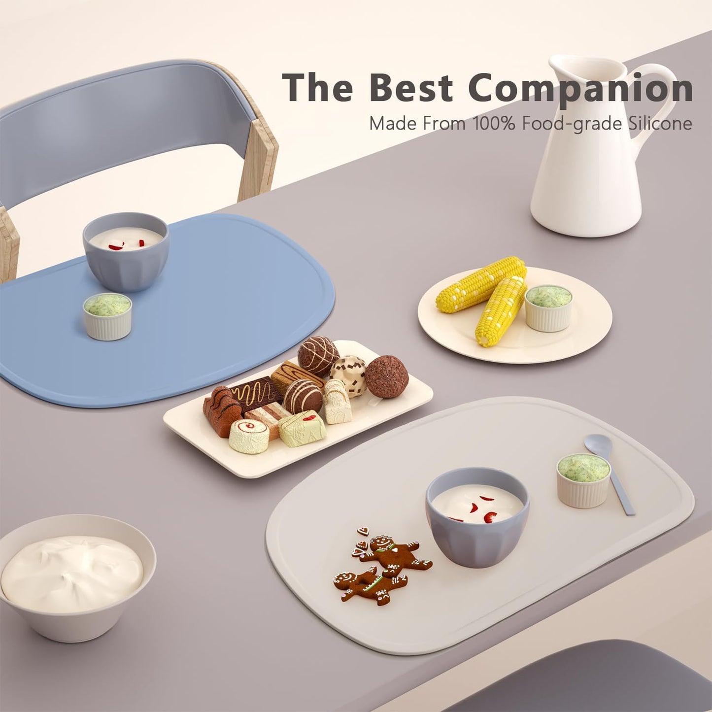 Cuddle Campus Set of 3 Silicone Placemats with Raised Edges for Kids,Toddlers,Babies, Non-Slip Dinning Table Mat, Baby Eating Mat, Food Mat Set 2