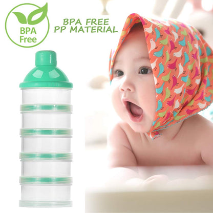 Accmor Formula Dispenser On The Go, 5 Compartments Stackable Formula Container for Travel, Baby Milk Powder Kids Snack Container, BPA Free