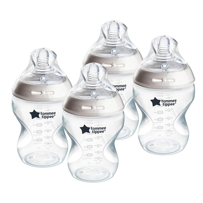 Tommee Tippee Natural Start Anti-Colic 9 oz BPA Free Baby Bottles, 0+ Months, Slow Flow Breast-Like Nipple, Self Sterilizing, Designed for Seamless Transition Between Bottle & Breast, Clear, Pack of 2