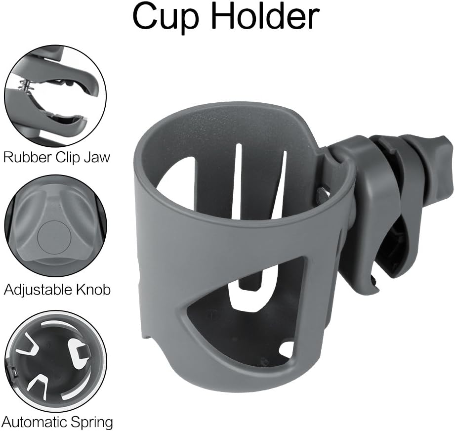Accmor Universal Cup Holder, Stroller Cup Holder with Phone Holder, 360° Rotatable Large Caliber Designed Bottle Holder for Stroller, Bike, Wheelchair, Walker, Scooter