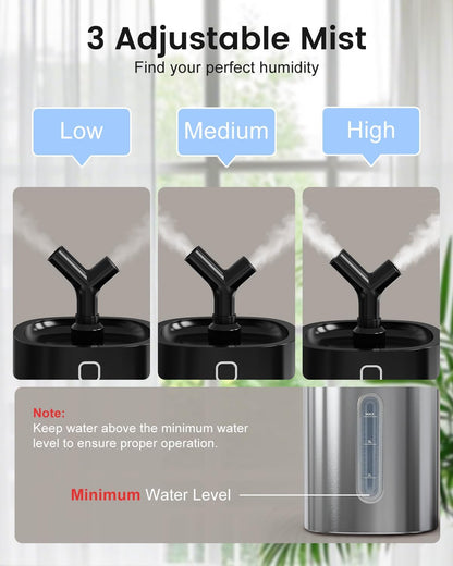 Feekaa Stainless Steel Humidifier, Easy Clean Dishwasher Safe, 4L/1Gal Cool Mist Humidifiers for Bedroom, Humidifiers for Baby, Humidifier Large Room for Nursery, Plant, Office, Living Room, White