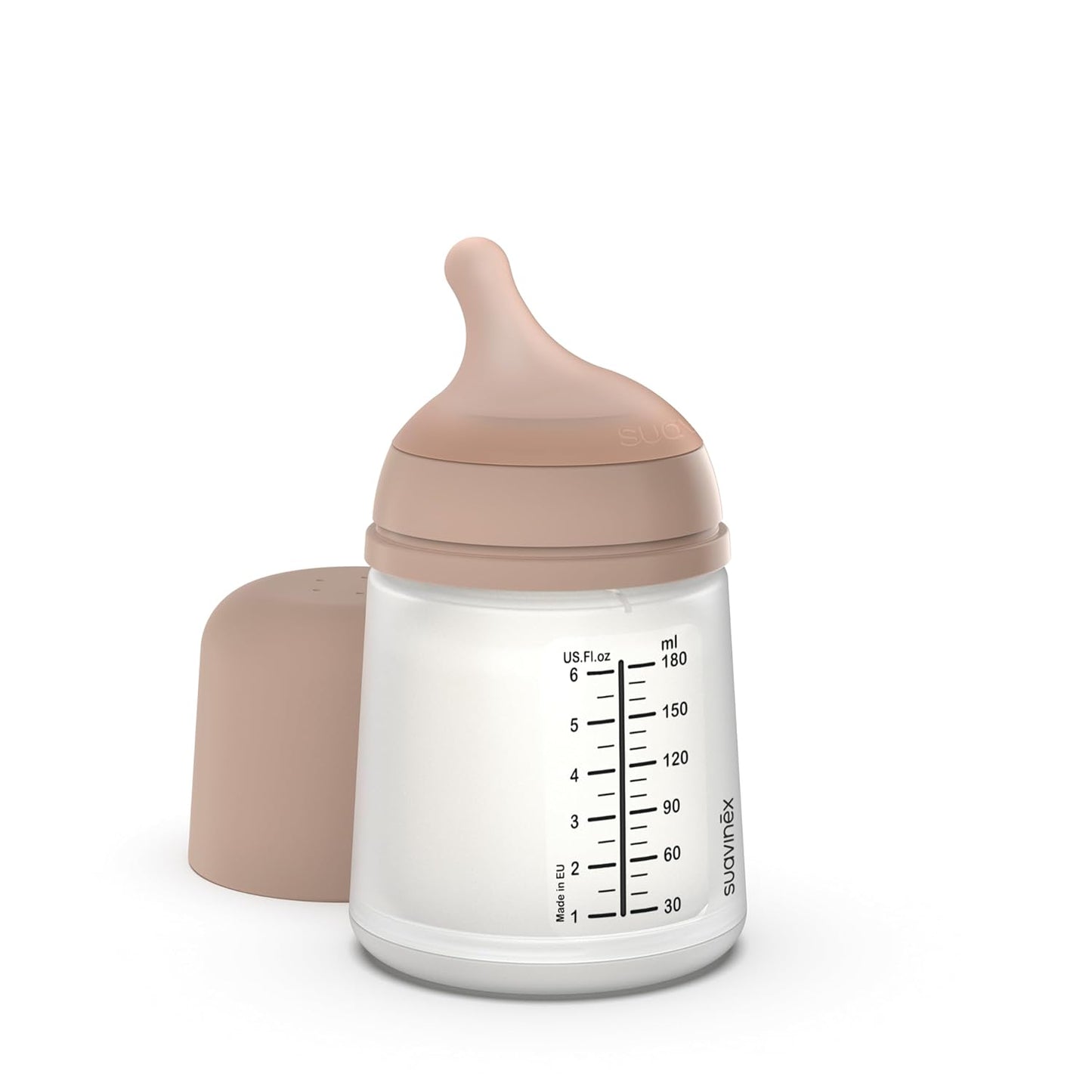 Suavinex Zero Zero Anti Colic Baby Bottle, No 1 Spanish Baby Bottle Brand, Minimizes Bottle Rejection & Nipple Confusion, Perfect for Breastfeeding Babies, 6oz/180mL, Deep Tone, Adaptable Flow Nipple