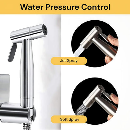 Handheld Bidet Sprayer for Toilet Bathroom Premium Stainless Steel - Adjustable Water Pressure Control Baby Cloth Diaper Sprayer with Superior Complete Bidet Spray Hose Kit