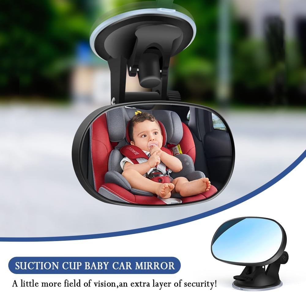 Stacool Baby Car Mirror Rear Facing,HD Wide Angle + 360° Adjustable Car Rear View Mirror,Universal Cars Interior Accessories Suction Cup Mirror for Cars Seat Rear Facing