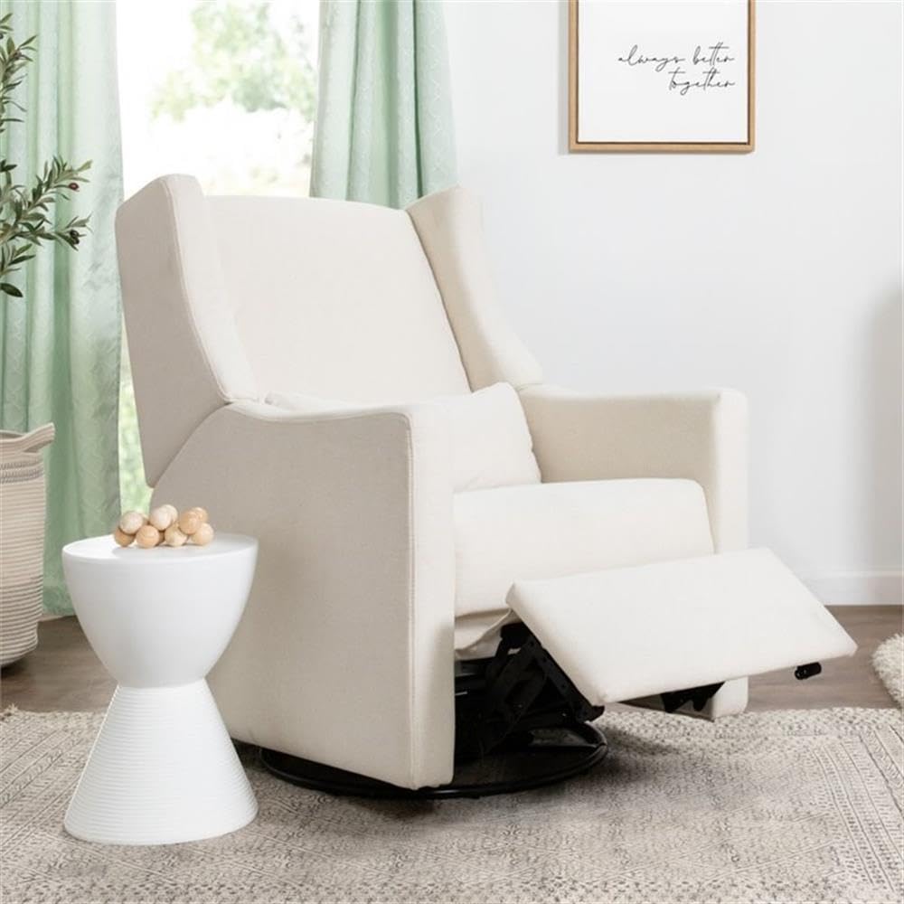Kiwi Glider Recliner w/Electronic Control and USB | in Almond Teddy Loop w/Light Wood Base, Greenguard Gold Certified